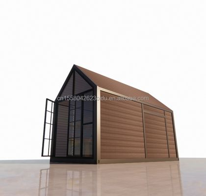 三角木造屋 20フィート 折りたたみ 輸送 木造屋 100mm 波サンドイッチパネル 壁とアルミニウム合金窓