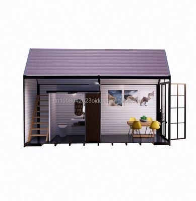 三角木造屋 20フィート 折りたたみ 輸送 木造屋 100mm 波サンドイッチパネル 壁とアルミニウム合金窓