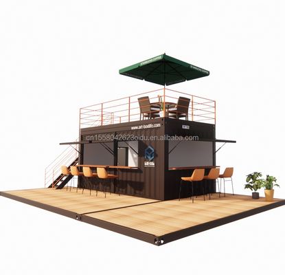 10フィート20フィート 2階建て ポップアップコンテナバー モダンなデザインスタイルとアルミ合金窓で設計