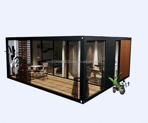 20 フィート デラックス 2 ベッドルーム プリファブリック 木造 家 モダン デザイン 折りたたみ キッチン 浴室 屋外 テラス